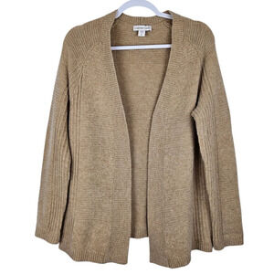 Coldwater Creek lambswool angora blend open cardigan tan S/8